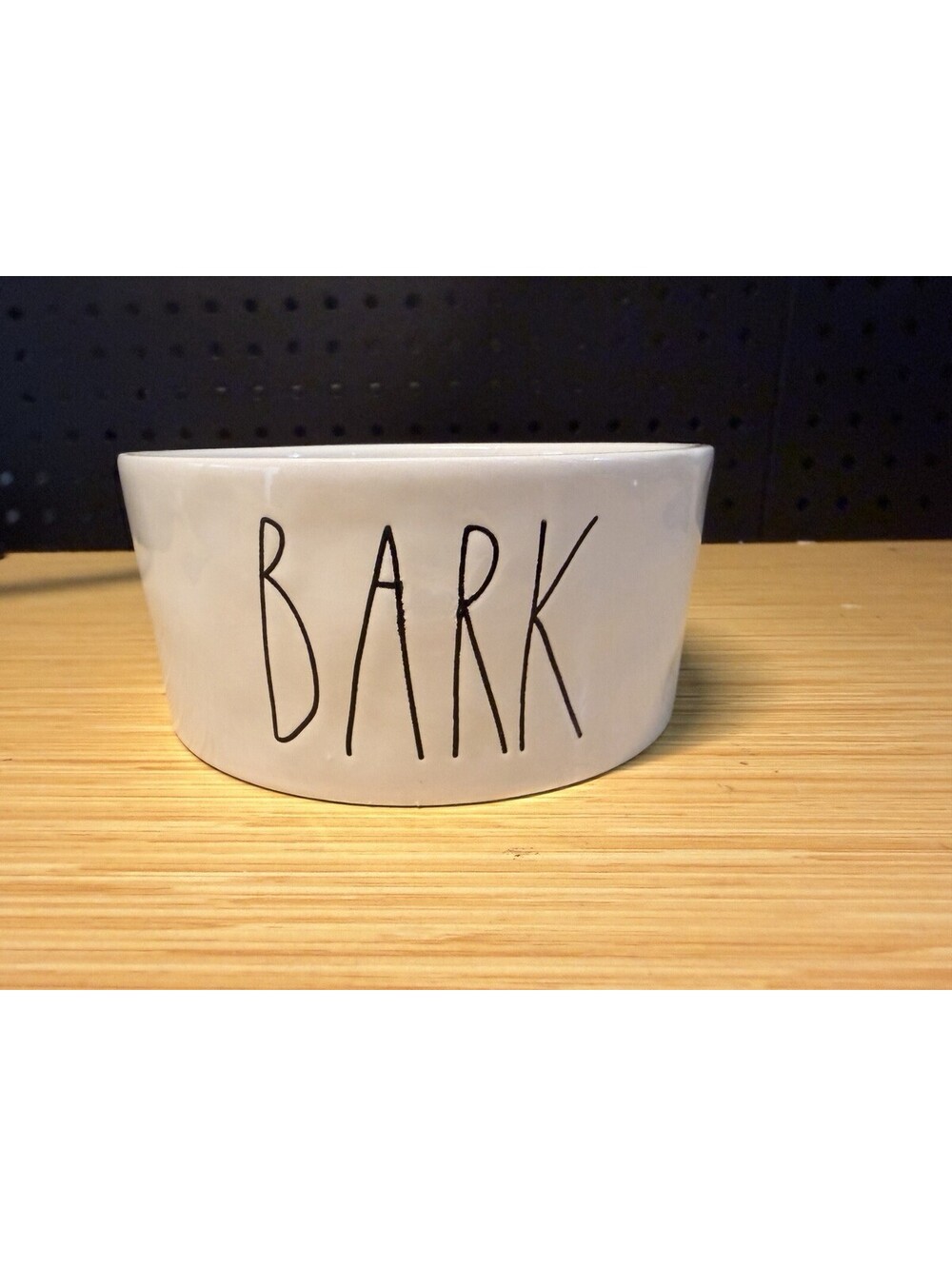 Rae Dunn BARK Ceramic Pet Dog Food Water Bowl White Artisan Collection Magenta